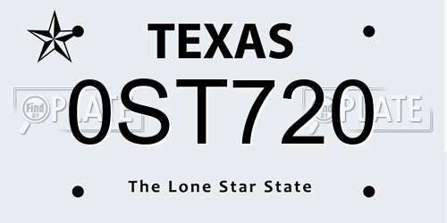 0ST720 Texas License Plate