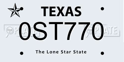 0ST770 Texas License Plate