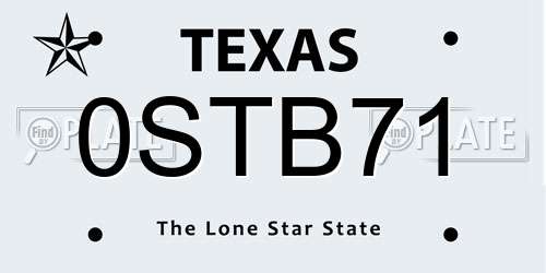 0STB71 Texas License Plate