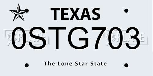 0STG703 Texas License Plate