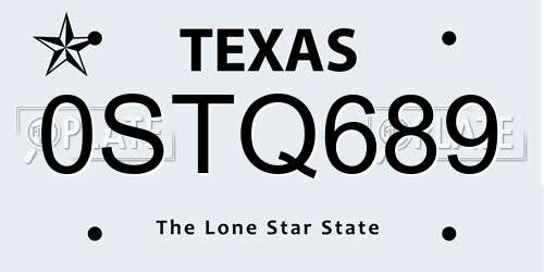 0STQ689 Texas License Plate