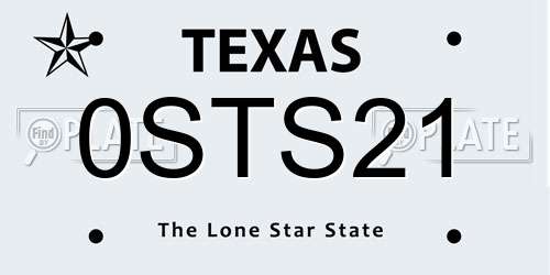 0STS21 Texas License Plate