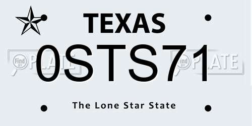 0STS71 Texas License Plate
