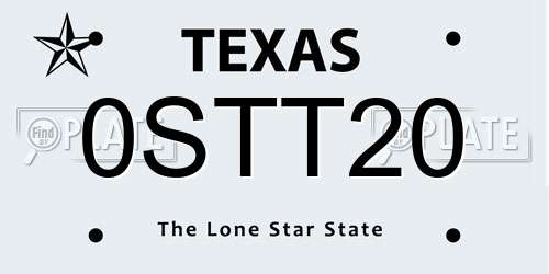 0STT20 Texas License Plate