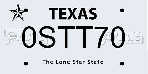 0STT70 Texas License Plate