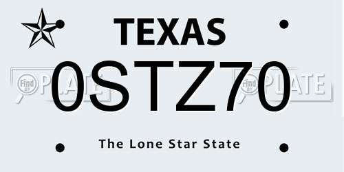 0STZ70 Texas License Plate