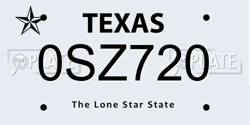 0SZ720 Texas License Plate