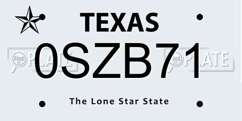 0SZB71 Texas License Plate
