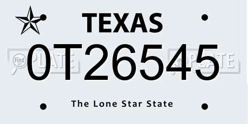 0T26545 Texas License Plate