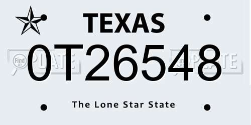 0T26548 Texas License Plate