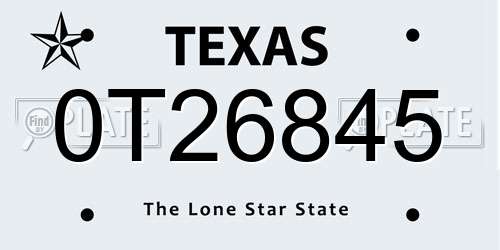 0T26845 Texas License Plate