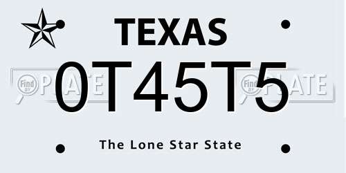 0T45T5 Texas License Plate