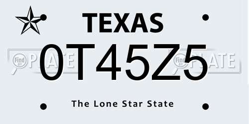 0T45Z5 Texas License Plate