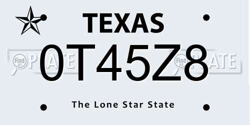 0T45Z8 Texas License Plate