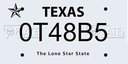 0T48B5 Texas License Plate