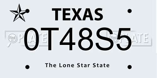 0T48S5 Texas License Plate