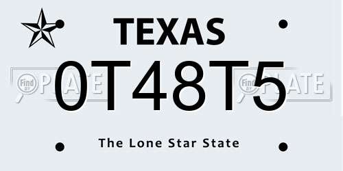 0T48T5 Texas License Plate