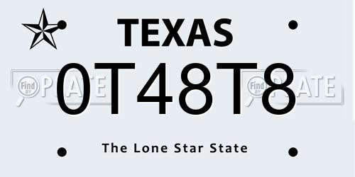 0T48T8 Texas License Plate