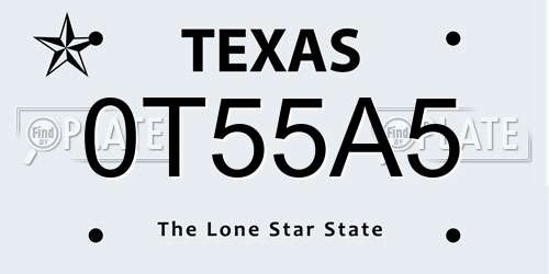 0T55A5 Texas License Plate