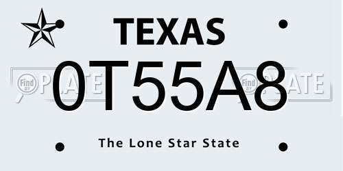 0T55A8 Texas License Plate