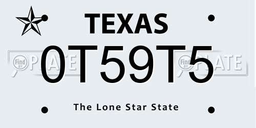0T59T5 Texas License Plate