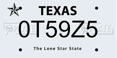 0T59Z5 Texas License Plate