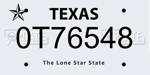 0T76548 Texas License Plate