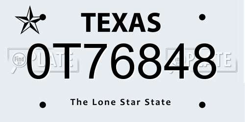 0T76848 Texas License Plate