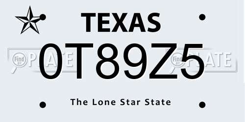 0T89Z5 Texas License Plate