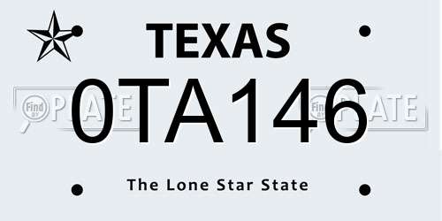 0TA146 Texas License Plate