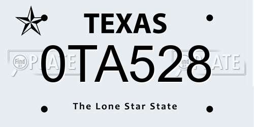 0TA528 Texas License Plate