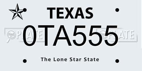 0TA555 Texas License Plate