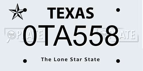 0TA558 Texas License Plate