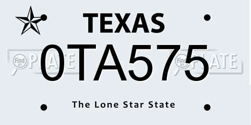 0TA575 Texas License Plate