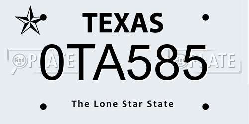 0TA585 Texas License Plate