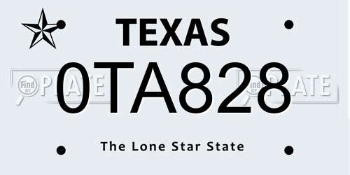 0TA828 Texas License Plate