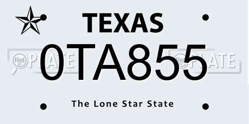0TA855 Texas License Plate
