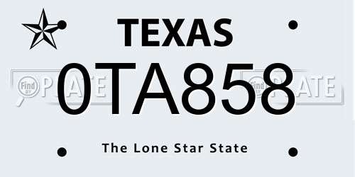 0TA858 Texas License Plate