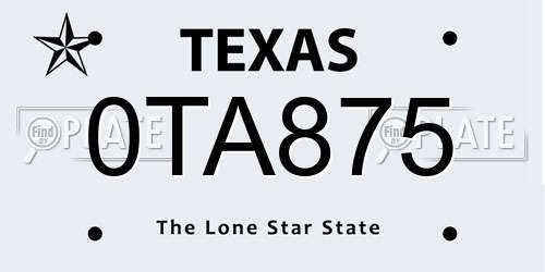 0TA875 Texas License Plate