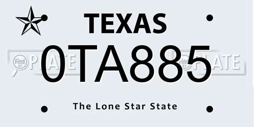 0TA885 Texas License Plate