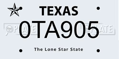 0TA905 Texas License Plate