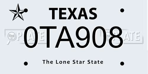 0TA908 Texas License Plate