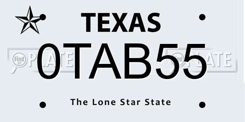 0TAB55 Texas License Plate