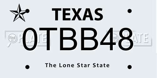 0TBB48 Texas License Plate