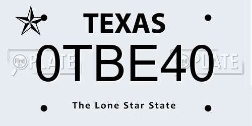 0TBE40 Texas License Plate