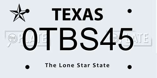 0TBS45 Texas License Plate