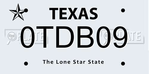 0TDB09 Texas License Plate