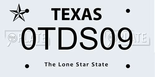 0TDS09 Texas License Plate