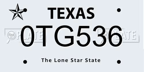 0TG536 Texas License Plate