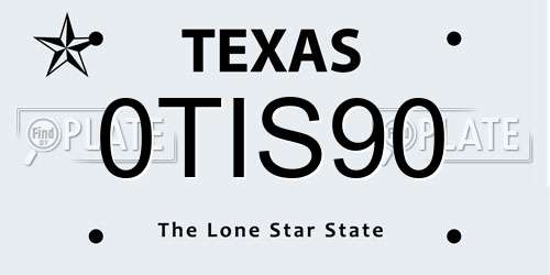 0TIS90 Texas License Plate